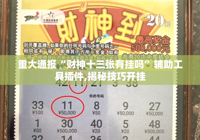 重大通报“财神十三张有挂吗”辅助工具插件,揭秘技巧开挂