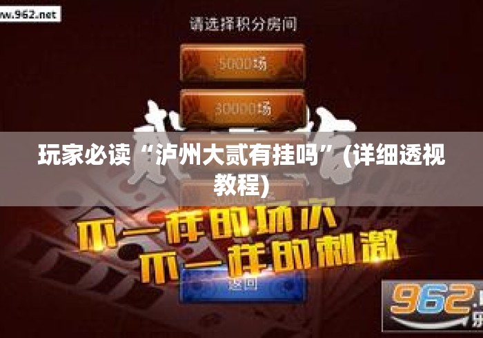 玩家必读“泸州大贰有挂吗”(详细透视教程)
