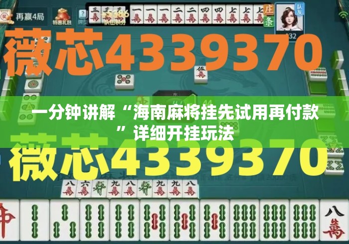 一分钟讲解“海南麻将挂先试用再付款”详细开挂玩法