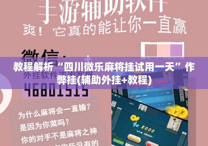 教程解析“四川微乐麻将挂试用一天”作弊挂(辅助外挂+教程)