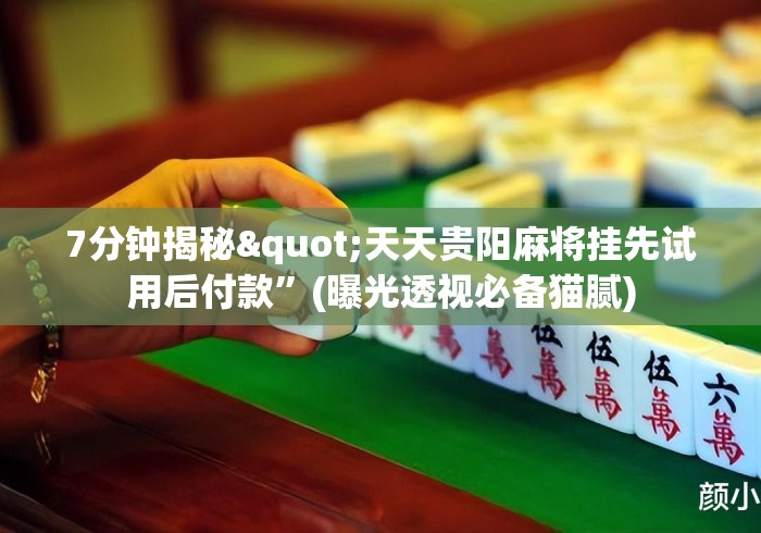 7分钟揭秘"天天贵阳麻将挂先试用后付款”(曝光透视必备猫腻)