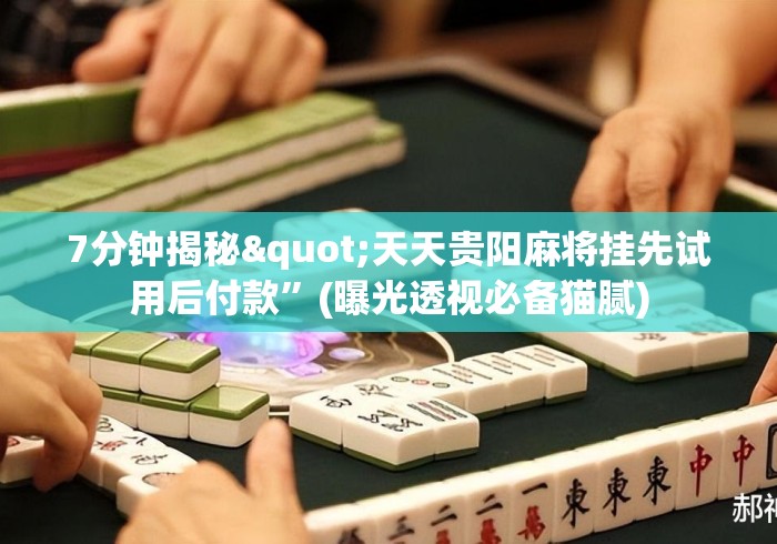 7分钟揭秘"天天贵阳麻将挂先试用后付款”(曝光透视必备猫腻)
