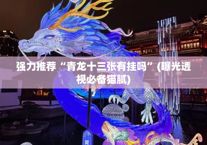 强力推荐“青龙十三张有挂吗”(曝光透视必备猫腻)