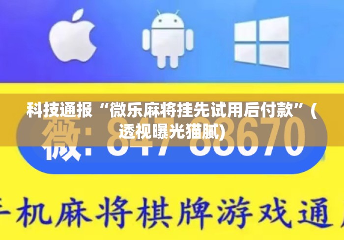 科技通报“微乐麻将挂先试用后付款”(透视曝光猫腻)