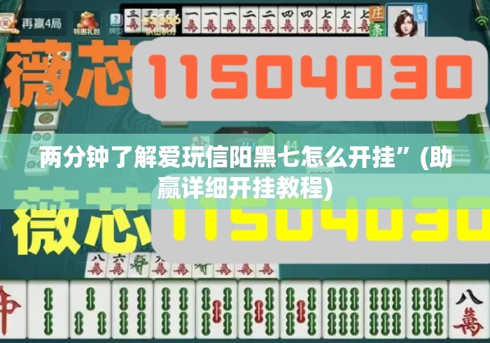 两分钟了解爱玩信阳黑七怎么开挂”(助赢详细开挂教程)