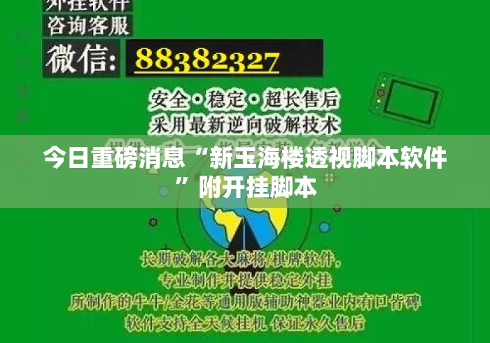 今日重磅消息“新玉海楼透视脚本软件”附开挂脚本