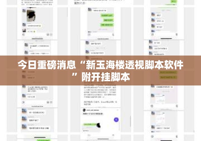 今日重磅消息“新玉海楼透视脚本软件”附开挂脚本