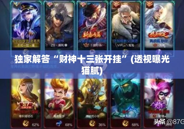 独家解答“财神十三张开挂”(透视曝光猫腻)