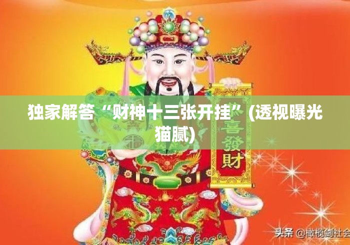 独家解答“财神十三张开挂”(透视曝光猫腻)