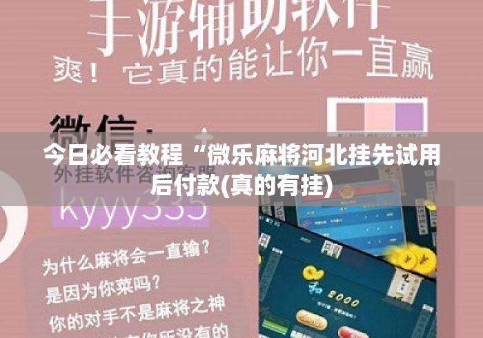 今日必看教程“微乐麻将河北挂先试用后付款(真的有挂) 今日必看教程“微乐麻将河北挂先试用后付款(真的有挂)