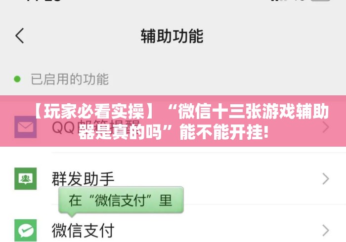 【玩家必看实操】“微信十三张游戏辅助器是真的吗	”能不能开挂!