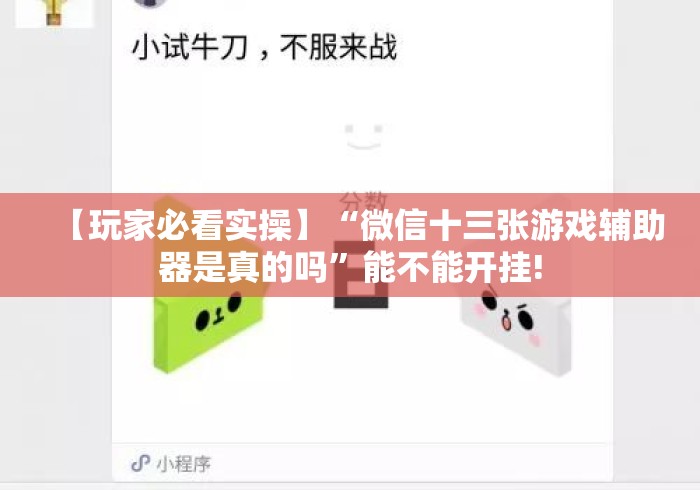 【玩家必看实操】“微信十三张游戏辅助器是真的吗”能不能开挂!