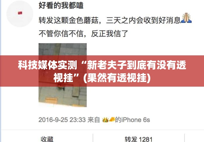 科技媒体实测“新老夫子到底有没有透视挂”(果然有透视挂)