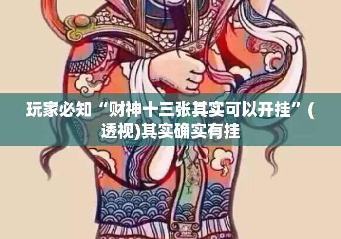 玩家必知“财神十三张其实可以开挂	”(透视)其实确实有挂