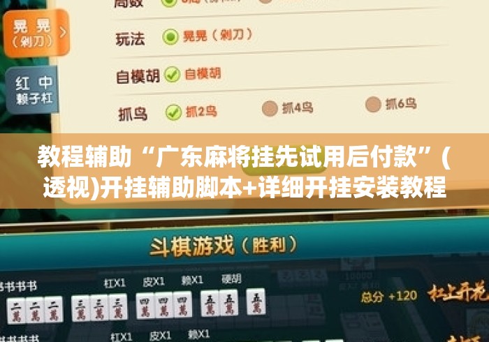 教程辅助“广东麻将挂先试用后付款”(透视)开挂辅助脚本+详细开挂安装教程