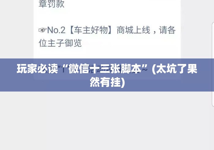 玩家必读“微信十三张脚本”(太坑了果然有挂)