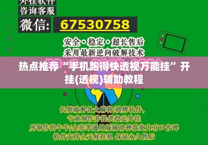 热点推荐“手机跑得快透视万能挂”开挂(透视)辅助教程