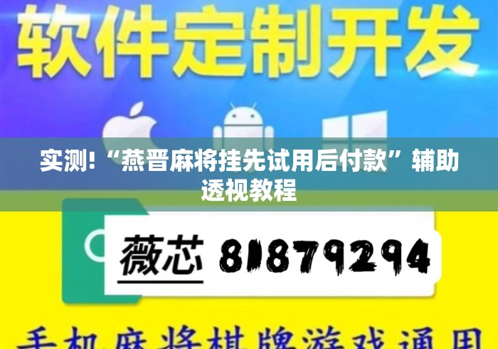 实测!“燕晋麻将挂先试用后付款”辅助透视教程