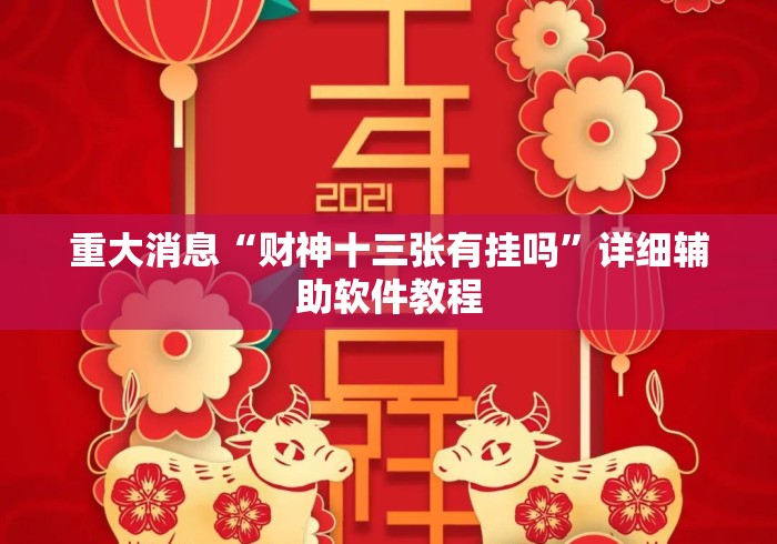 重大消息“财神十三张有挂吗”详细辅助软件教程