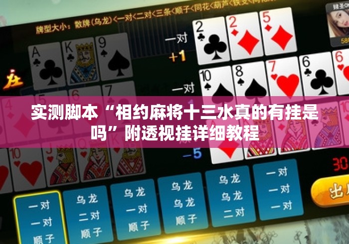 实测脚本“相约麻将十三水真的有挂是吗”附透视挂详细教程