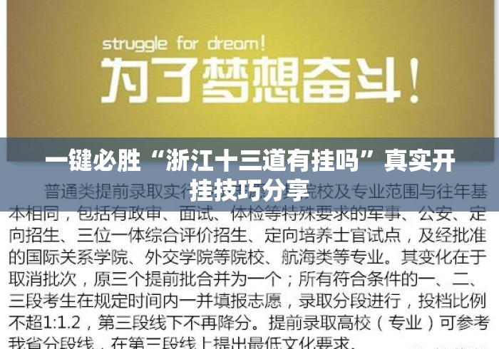 一键必胜“浙江十三道有挂吗”真实开挂技巧分享