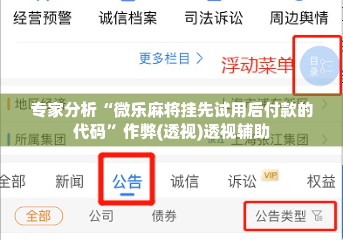 专家分析“微乐麻将挂先试用后付款的代码”作弊(透视)透视辅助