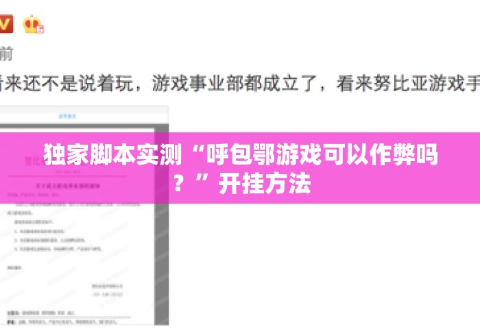 独家脚本实测“呼包鄂游戏可以作弊吗？”开挂方法