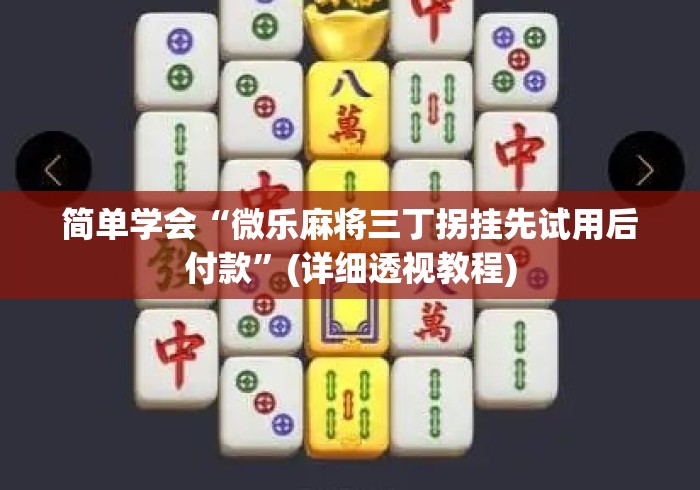 简单学会“微乐麻将三丁拐挂先试用后付款”(详细透视教程)