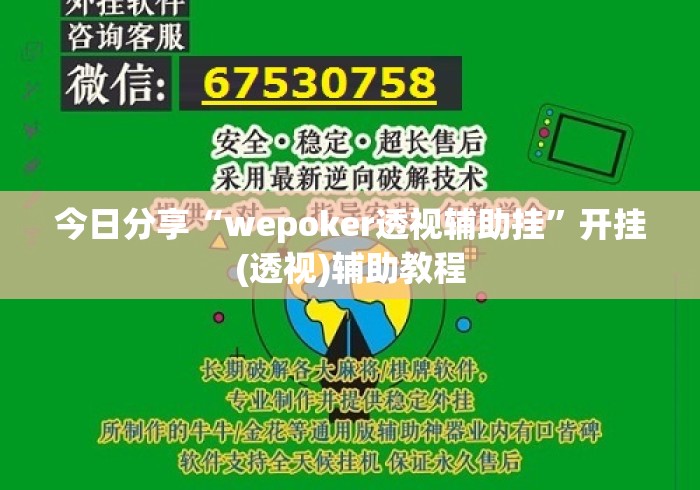 今日分享“wepoker透视辅助挂	”开挂(透视)辅助教程