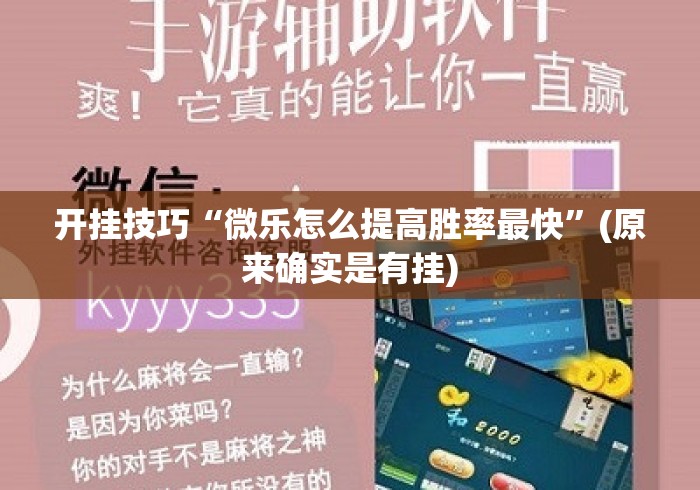 开挂技巧“微乐怎么提高胜率最快”(原来确实是有挂)