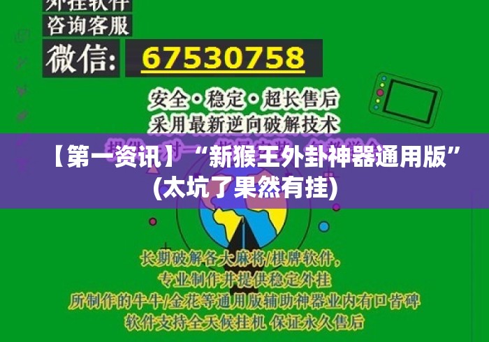 【第一资讯】“新猴王外卦神器通用版”(太坑了果然有挂)