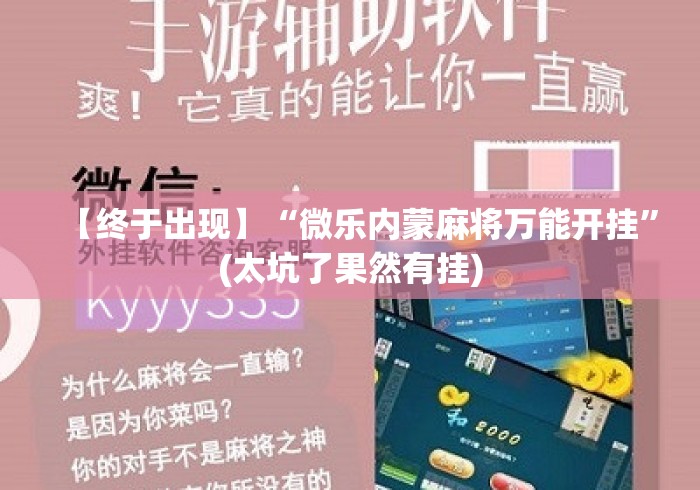 【终于出现】“微乐内蒙麻将万能开挂”(太坑了果然有挂)