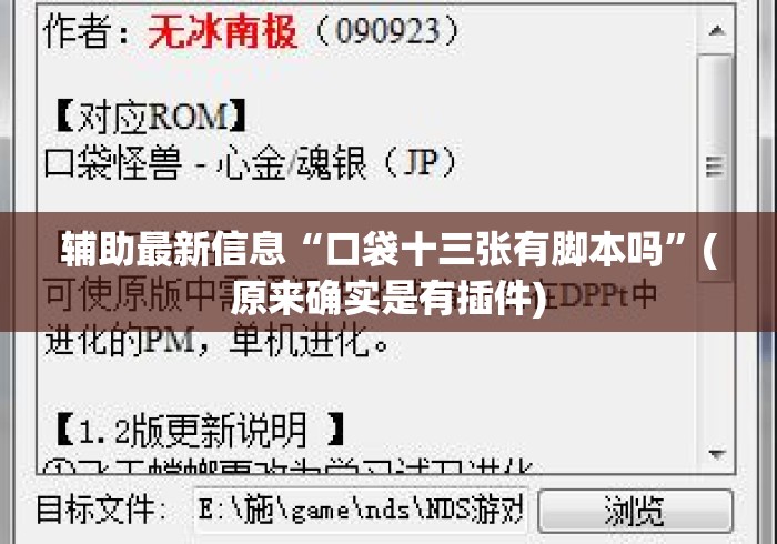 辅助最新信息“口袋十三张有脚本吗”(原来确实是有插件)
