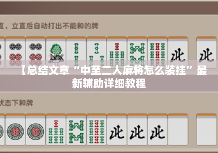 【总结文章“中至二人麻将怎么装挂”最新辅助详细教程