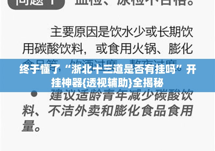 终于懂了“浙北十三道是否有挂吗”开挂神器{透视辅助}全揭秘