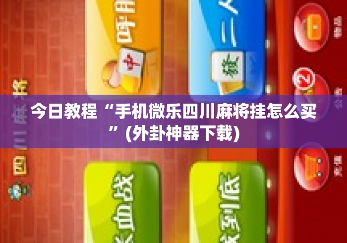 今日教程“手机微乐四川麻将挂怎么买”(外卦神器下载)