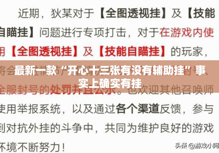 最新一款“开心十三张有没有辅助挂	”事实上确实有挂