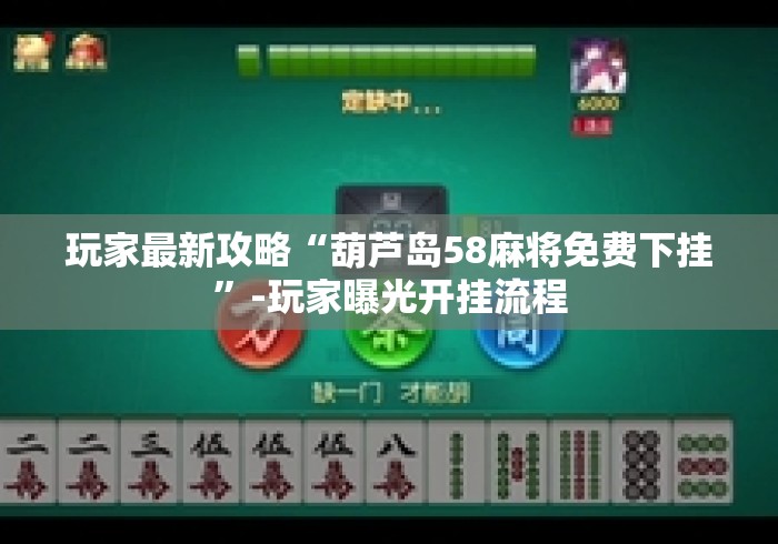 玩家最新攻略“葫芦岛58麻将免费下挂”-玩家曝光开挂流程
