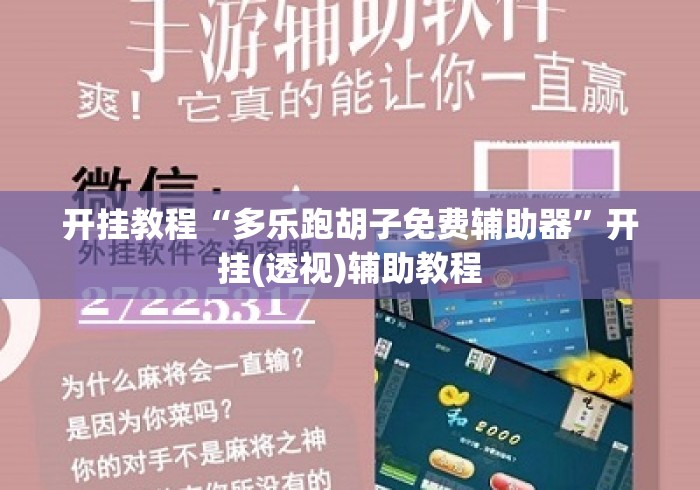 开挂教程“多乐跑胡子免费辅助器”开挂(透视)辅助教程