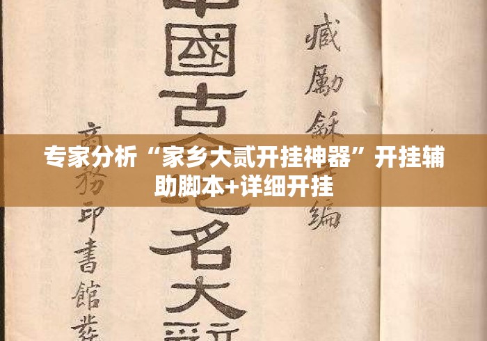 专家分析“家乡大贰开挂神器”开挂辅助脚本+详细开挂