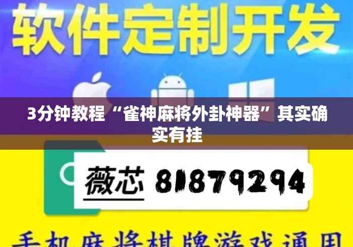 3分钟教程“雀神麻将外卦神器”其实确实有挂