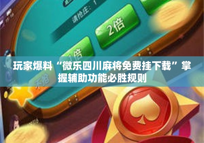 玩家爆料“微乐四川麻将免费挂下载”掌握辅助功能必胜规则