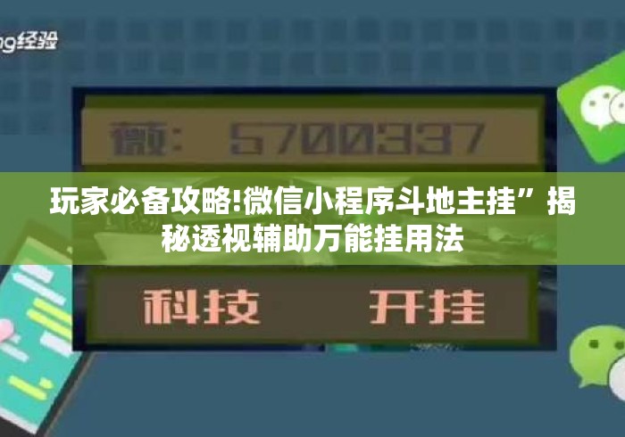 玩家必备攻略!微信小程序斗地主挂”揭秘透视辅助万能挂用法