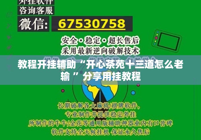 教程开挂辅助“开心茶苑十三道怎么老输 ”分享用挂教程