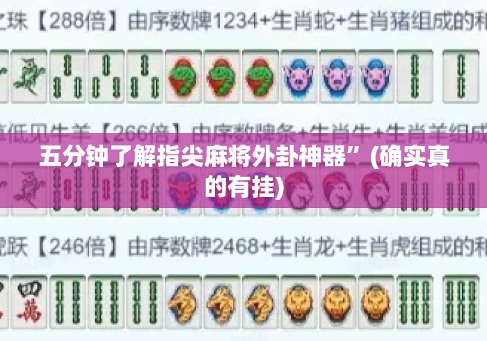 五分钟了解指尖麻将外卦神器”(确实真的有挂)