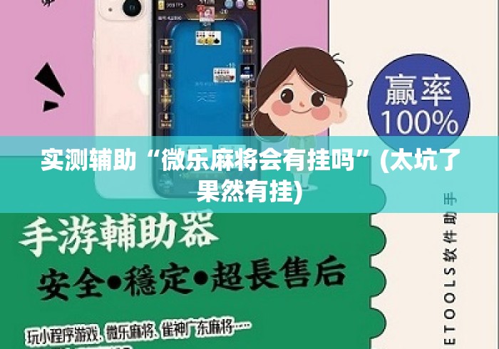 实测辅助“微乐麻将会有挂吗	”(太坑了果然有挂)