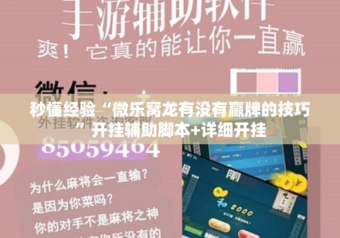秒懂经验“微乐窝龙有没有赢牌的技巧	”开挂辅助脚本+详细开挂