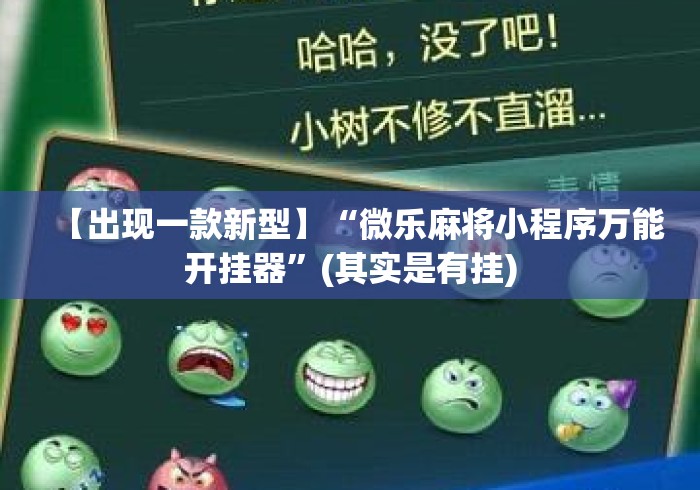 【出现一款新型】“微乐麻将小程序万能开挂器”(其实是有挂)