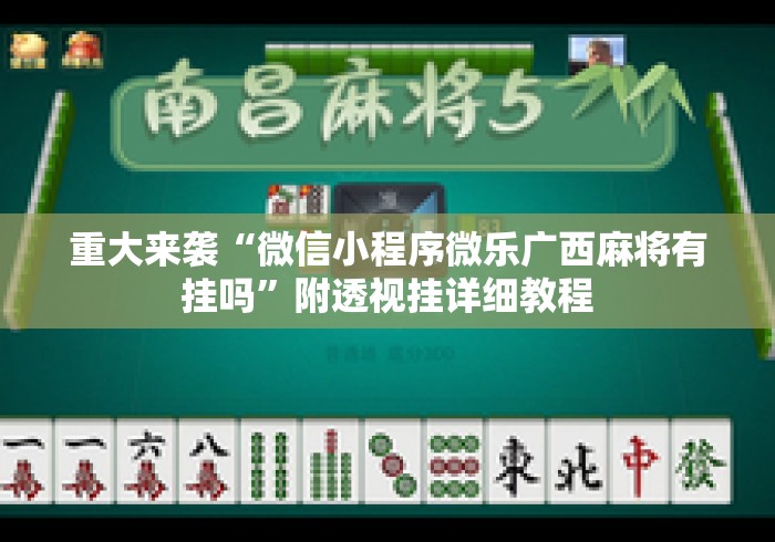 重大来袭“微信小程序微乐广西麻将有挂吗”附透视挂详细教程